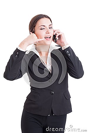 Slim, sexy, young and beautiful female contact person Stock Photo