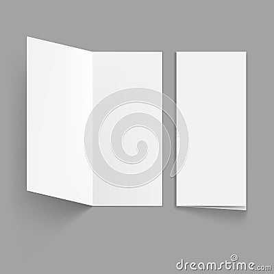Slim Vertical Half Folded Brochure On Gray Vector Illustration