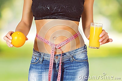 Slim Waist Slimming Body Successful Diet Stock Photo