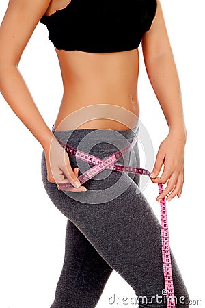 Slim woman tape measure Stock Photo