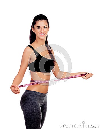 Slim woman tape measure Stock Photo