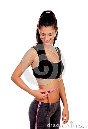 Slim woman tape measure Stock Photo