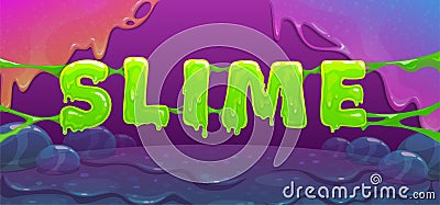 Slime banner with green slimy text. Vector art Vector Illustration