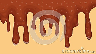 Brown dripping melted chocolate flow down Vector Illustration