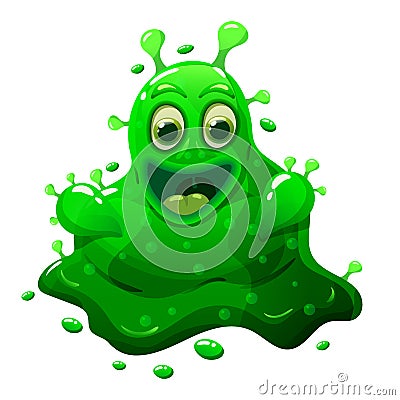 Slime Monster green colorful glitter character. Liquid funny slimy alien. Vector illustration Vector Illustration