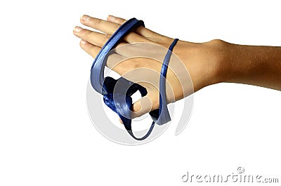 Slime elastic and viscous on child`s hand Stock Photo