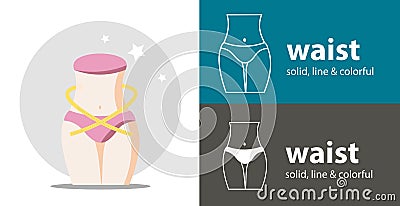 Slimming Belly flat icon. beauty line solid design element Vector Illustration