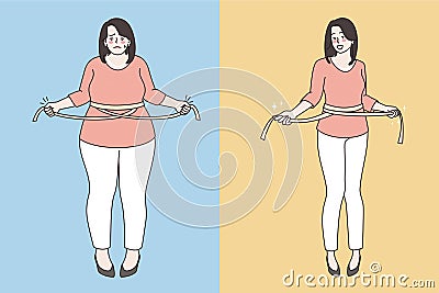 Slimming and loosing weight concept. Vector Illustration