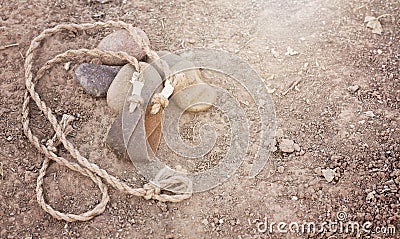 The Sling of David with Five Smooth Stones a Classic Story from the Bible Stock Photo