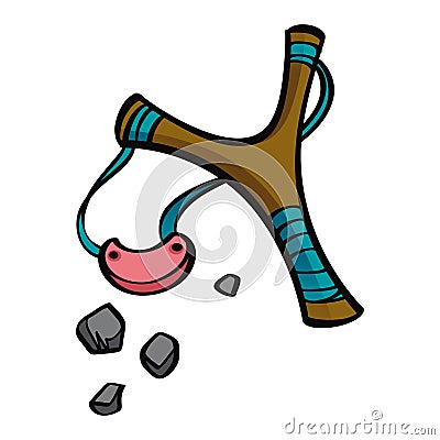 Slingshot with stones Vector Illustration