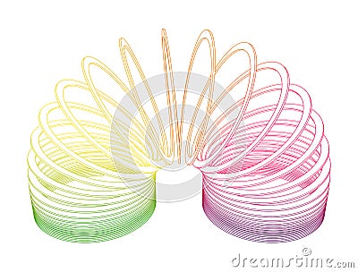 Slinky, Rainbow Plastic Helix Spring Toy, Outline Illustration Vector Illustration