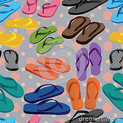 Slipper coloful dot seamless pattern Vector Illustration