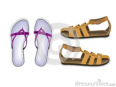 Slipper and sandal vector Stock Photo