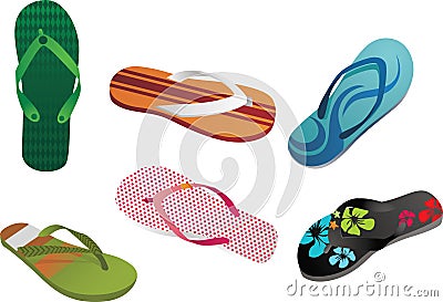 Slippers & Flip Flops Vector Illustration