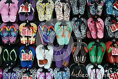 Slippers sold in a street in Antipolo city in philippines Editorial Stock Photo