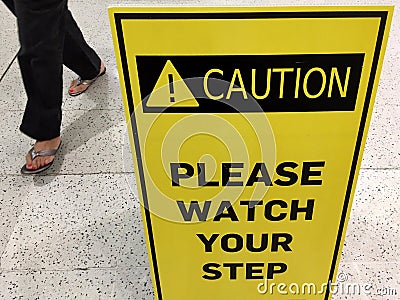 Slippery floor surface warning sign Stock Photo