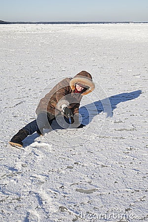 Slippery ice. Stock Photo