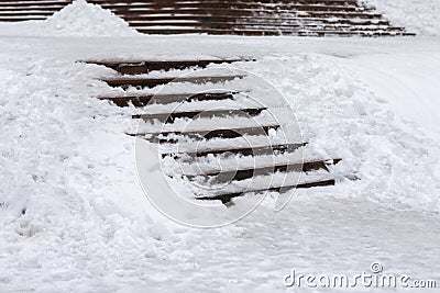 Slippery Stairs winter Stock Photo