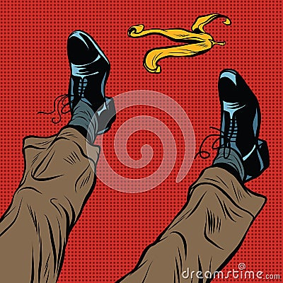 Slipping on the banana Vector Illustration