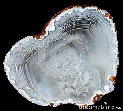 Slise of agate geode with quartz in the central part Stock Photo