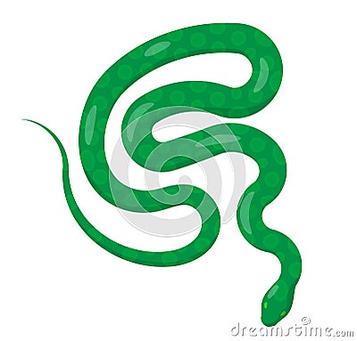 Slither Green Python Snake Top View Vector Icon Vector Illustration