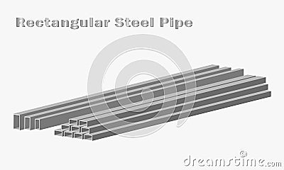 Rectangular steel pipe vector, construction industry, Civil engineering Vector Illustration