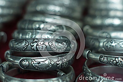 Sliver bracelet in Chinese traditional style Stock Photo