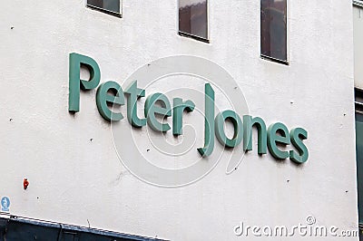 SLOANE SQUARE, LONDON, ENGLAND- 17th February 2021: Peter Jones sign in Sloane Square Editorial Stock Photo