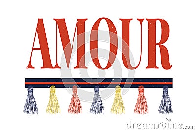 Slogan Amour phrase graphic vector Print Fashion lettering calligraphy Vector Illustration