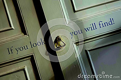 Popular slogan on cupboard doors Stock Photo