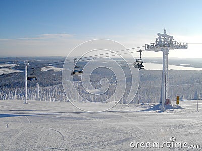 Slopes of ski-resort Ruka Finland Editorial Stock Photo