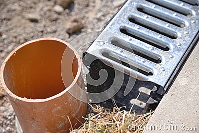 bungling on construction site - sewage connection Stock Photo