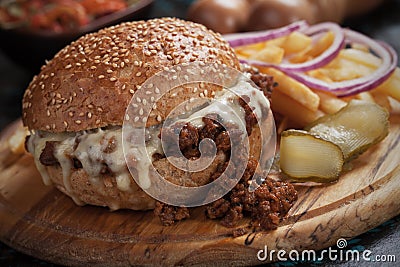 Sloppy joes ground beef burger sandwich Stock Photo