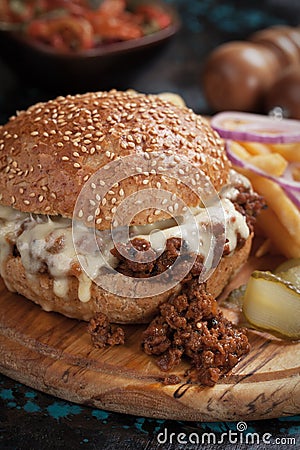 Sloppy joes ground beef burger sandwich Stock Photo