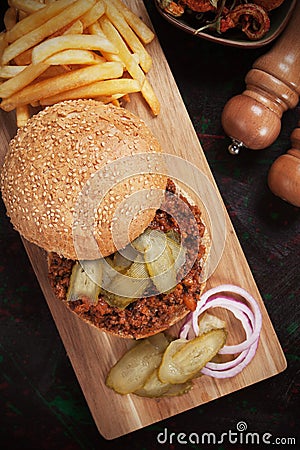 Sloppy joes, ground beef burger sandwich Stock Photo