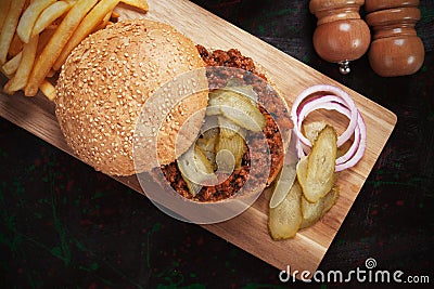 Sloppy joes, ground beef burger sandwich Stock Photo