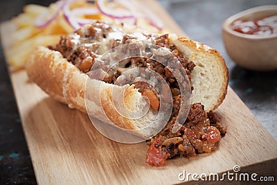 Sloppy joes sandwich with ground beef and cheese Stock Photo