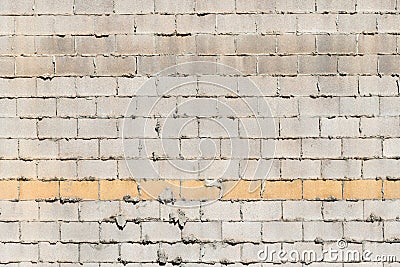 Sloppy mortar joints, concrete block wall Stock Photo