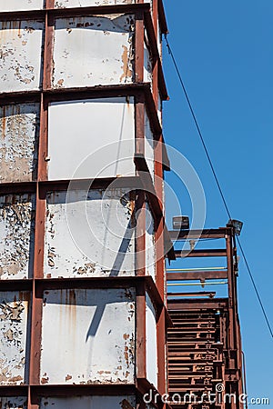 Sloss Furnaces National Historic Landmark, Birmingham Alabama USA, towers of rusting metal against a blue sky Stock Photo