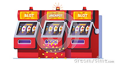 Slot machine jackpot win poster. One-armed bandit Vector Illustration