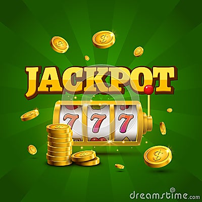 Slot machine lucky sevens jackpot concept 777. Vector casino game. Slot machine with money coins. Fortune chance jackpot Vector Illustration