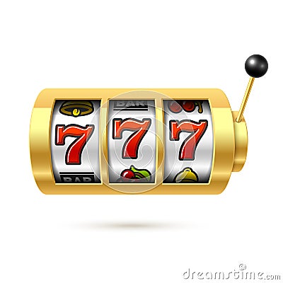 Slot machine with lucky sevens jackpot Vector Illustration