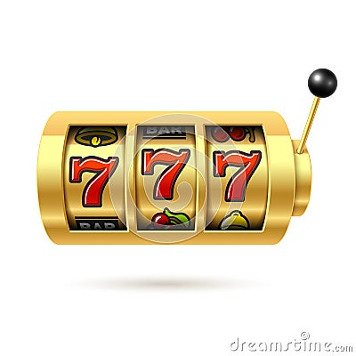 Slot machine with lucky sevens jackpot Vector Illustration