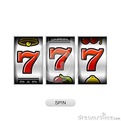 Slot machine with lucky sevens jackpot Vector Illustration