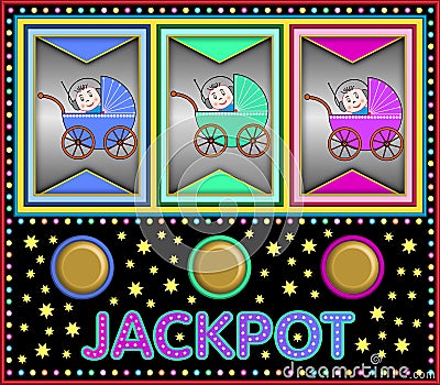 Slot machine with three strollers Vector Illustration