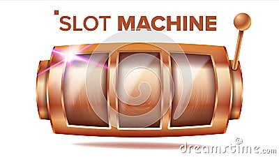 Slot Machine Vector. Bronze Lucky Empty Slot. Bingo Background Design. Spin Machine Template. Fortune Jackpot Casino Vector Illustration