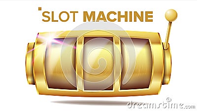 Slot Machine Vector. Golden Lucky Empty Slot. Gambling Poster. Spin Object. Fortune Jackpot Casino Illustration Vector Illustration