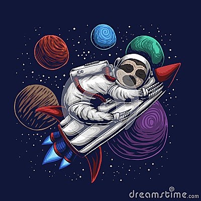 Sloth astronaut vector illustration Vector Illustration