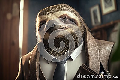 Sloth businessman in a suit. Generative ai Stock Photo