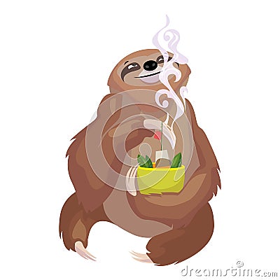 Sloth eating icon, cartoon style Vector Illustration